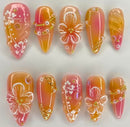 10 Pçs Unhas Postiças Cobertura Completa Amêndoa