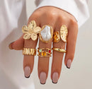 6 pçs/set vintage metal flor anel