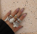 6 pçs/set vintage metal flor anel