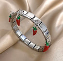 Pulseira geométrica quadrada de aço inoxidável